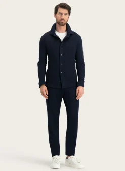 Maurizio Baldassari Overshirt Van Zijde En Katoen Blue Navy Outlet