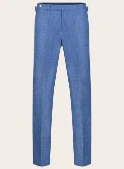 OGÉR Pantalon Van Wol, Zijde En Linnen Blauw Hot