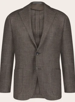 Corneliani Pied-De-Poule Jasje Van Wol En Linnen D.Bruin Clearance