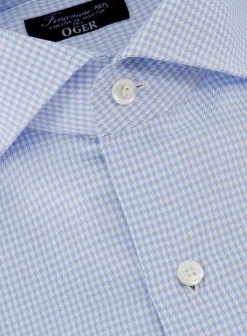 Finamore Pied-De-Poule Shirt Van Katoen Blauw Sale