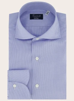 Finamore Pied-De-Poule Shirt Van Katoen Blauw Cheap