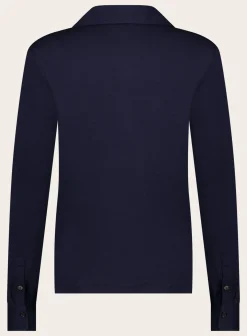 Isaia Poloshirt Met Lange Mouwen Van Wol Blue Navy Best Sale