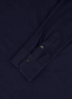 Isaia Poloshirt Met Lange Mouwen Van Wol Blue Navy Best Sale
