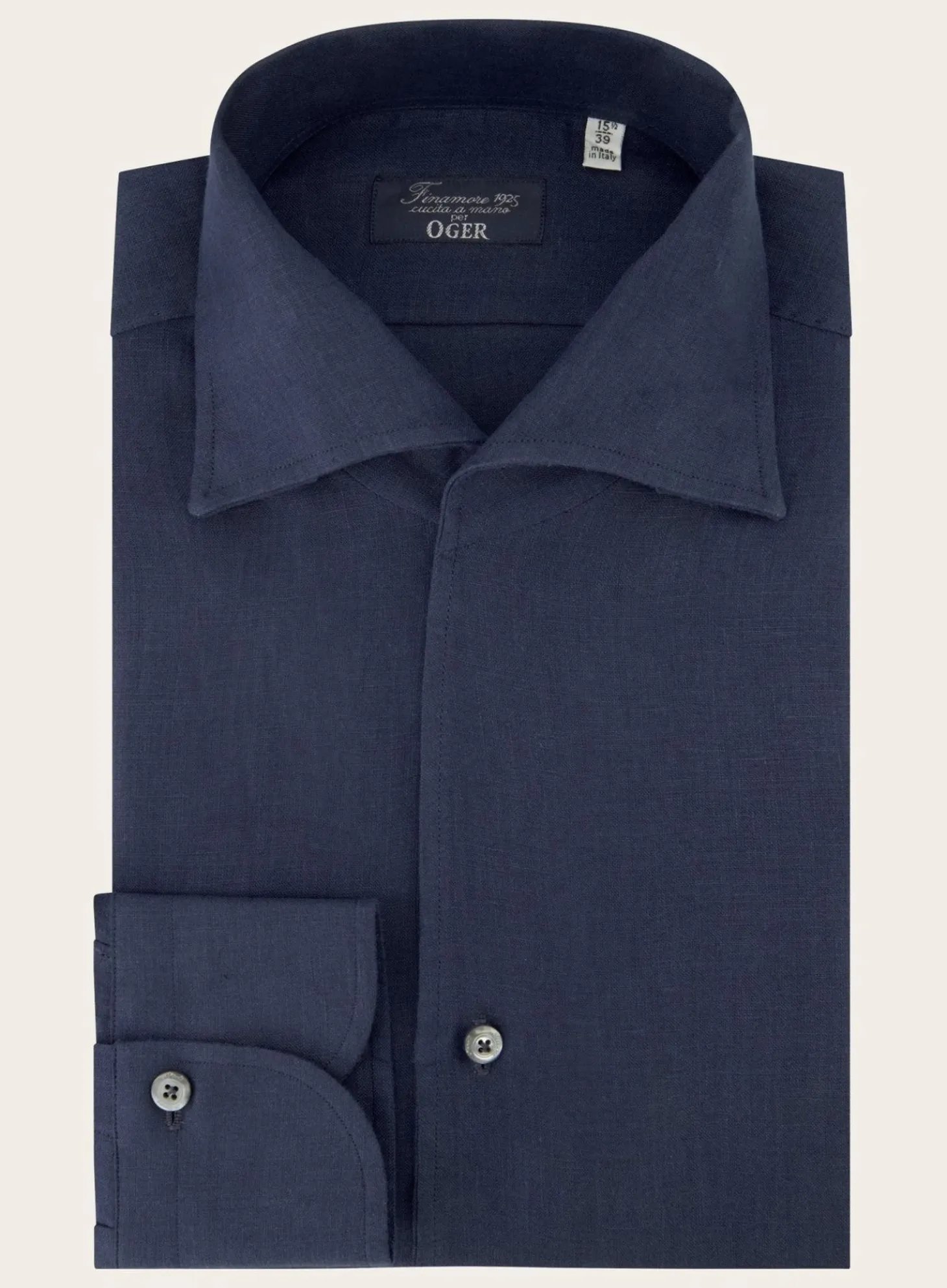 Finamore Regular-Fit Shirt Van Linnen Blue Navy Cheap
