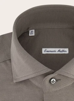 Emanuele Maffeis Regular-Fit Stretch Pique Overhemd Outlet