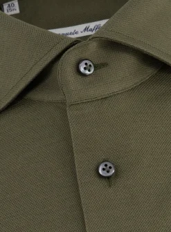 Emanuele Maffeis Regular-Fit Stretch Pique Overhemd Outlet