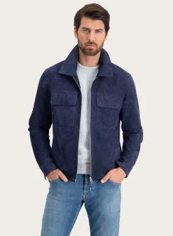 ARMA Rolf Overshirt Van Suede Blauw Flash Sale