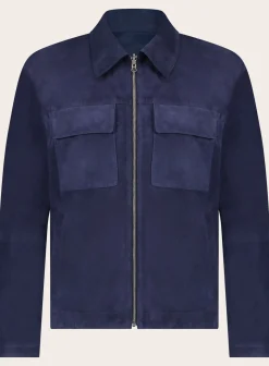 ARMA Rolf Overshirt Van Suede Blauw Flash Sale