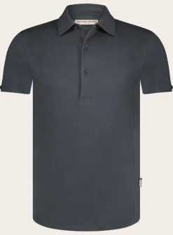 Orlebar Brown Sebastian Polo Van Katoen En Zijde Warm Grey New