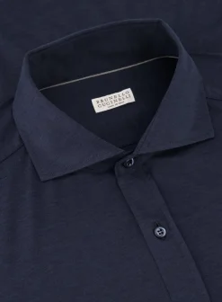 Brunello Cucinelli Shirt Van Katoen Blue Navy Flash Sale