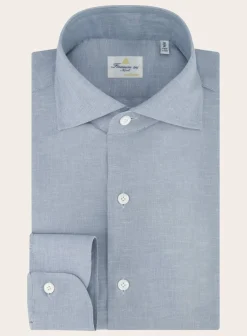Finamore Shirt Van Katoen En Linnen L.Blauw Best