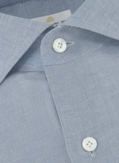 Finamore Shirt Van Katoen En Linnen L.Blauw Best