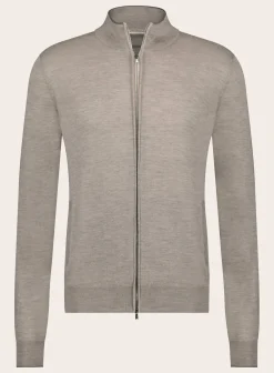 Fioroni Slim-Fit Cashmere-Zijde Ritsvest Taupe Cheap