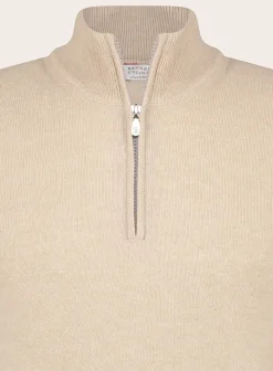 Brunello Cucinelli Slim-Fit Half-Zip Trui Van Cashmere Flash Sale