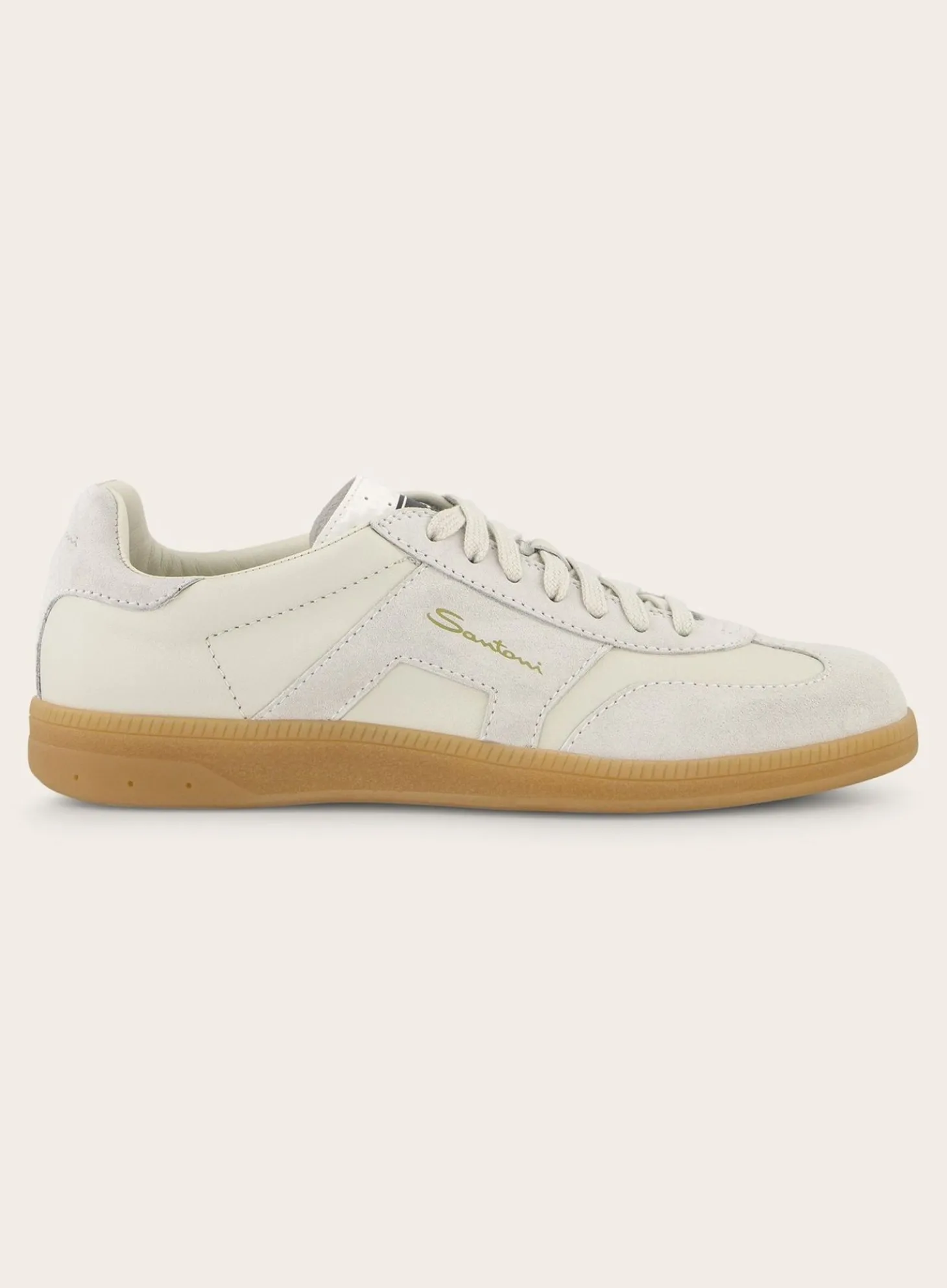 Santoni Sneaker Van Leer Wit Fashion