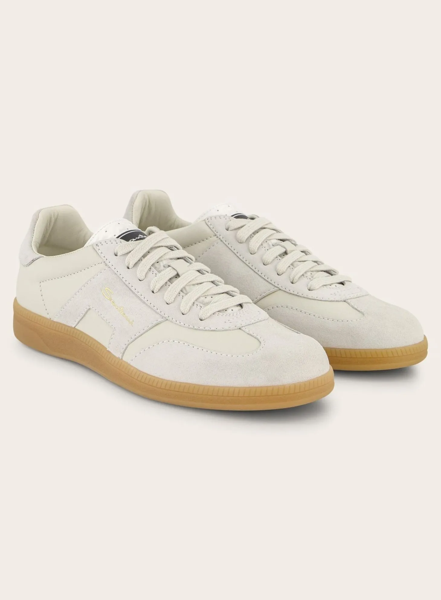 Santoni Sneaker Van Leer Wit Fashion