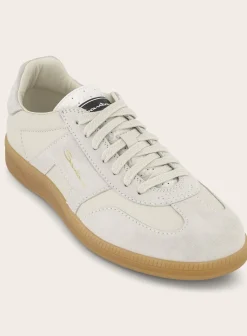 Santoni Sneaker Van Leer Wit Fashion