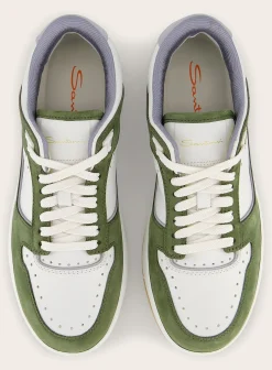 Santoni Sneakers Van Leer Groen Clearance