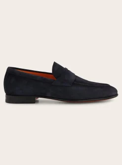 Santoni Suede Carlos Penny Loafers Cheap