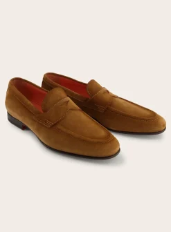Santoni Suede Carlos Penny Loafers Cheap