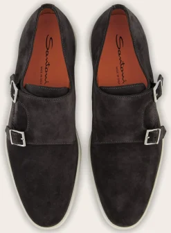 Santoni Suede Dubbele Gespsneakers Atlantis Hot