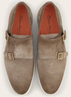 Santoni Suede Dubbele Gespsneakers Atlantis Hot
