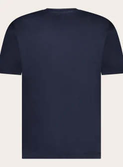 Maurizio Baldassari T-Shirt Van Zijde En Katoen Blue Navy New
