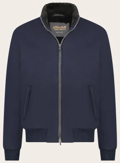 Mandelli Wollen-Cashmere Bomberjack Blue Navy Sale