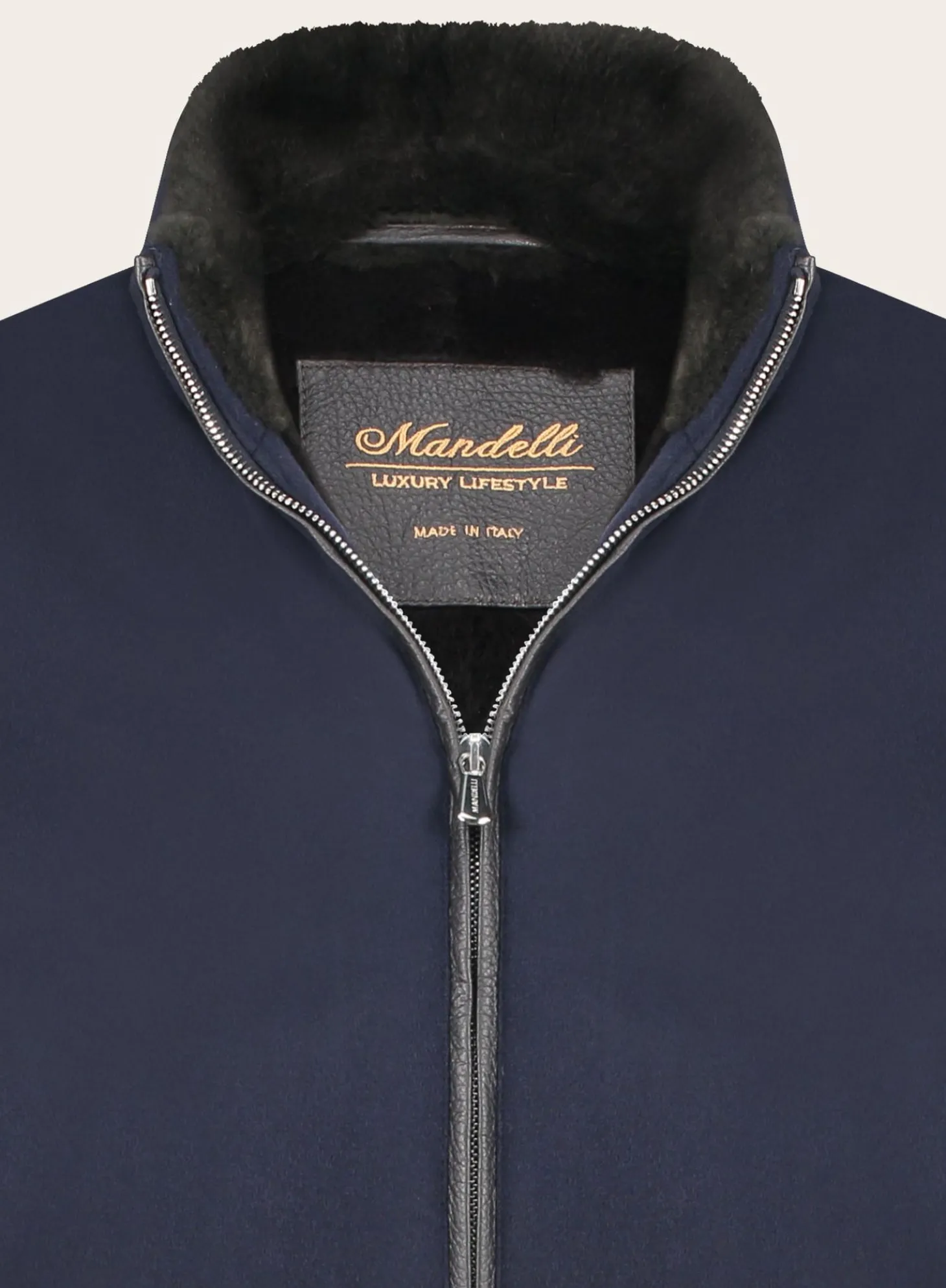 Mandelli Wollen-Cashmere Bomberjack Blue Navy Sale